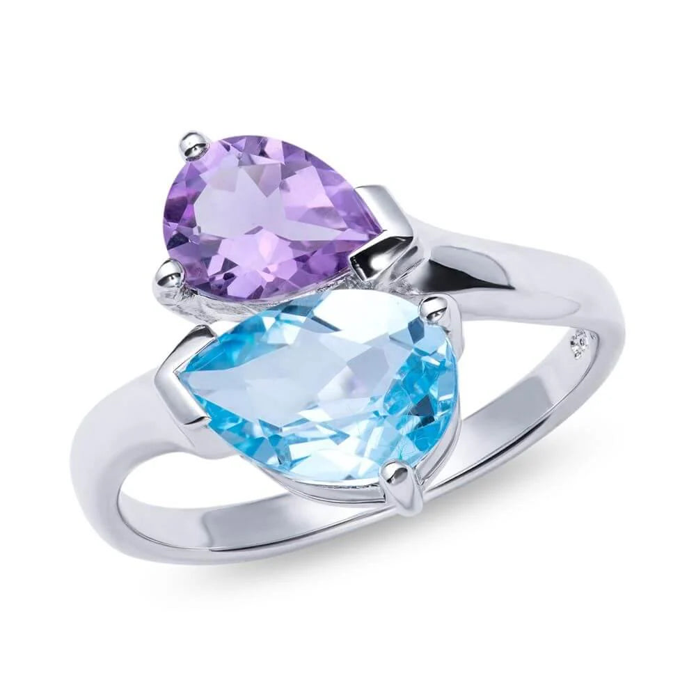 Amethyst & Blue Topaz Ring