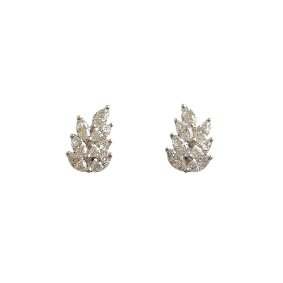 18ct White Gold Diamond Leaf Earrings