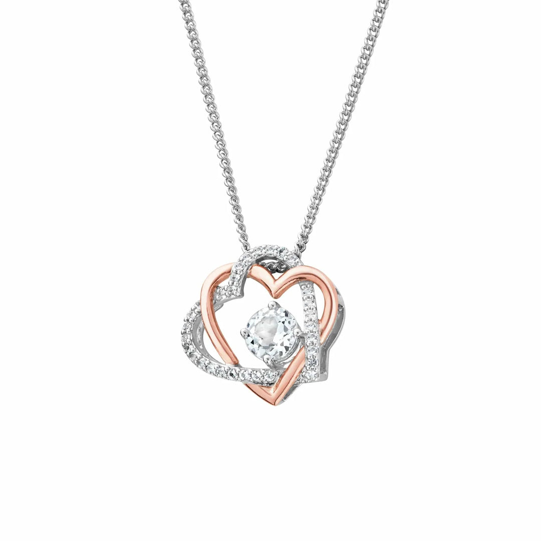 Clogau Forever Yours Sterling Silver Heart Pendant with Topaz
