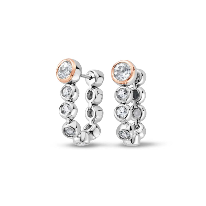 Clogau Celebration Sterling Silver Drop-Hoop Earring with Topaz