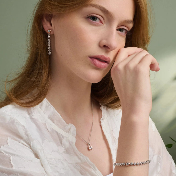 Clogau Celebration Sterling Silver Drop-Hoop Earring with Topaz