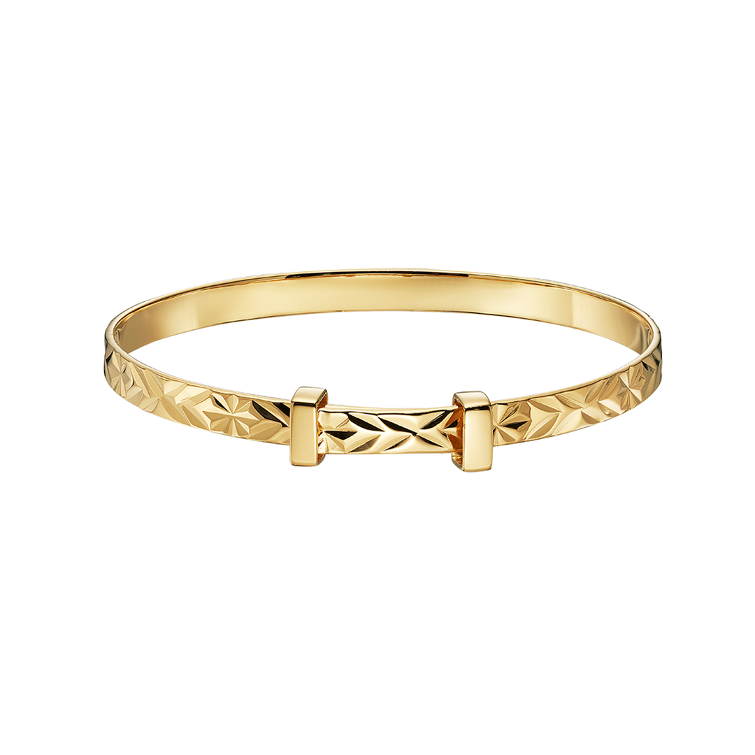 Little Star Gold Plated Diamond Cut Bangle