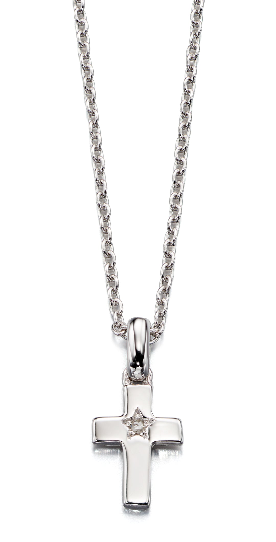 Little Star Diamond Cross Pendant and Chain