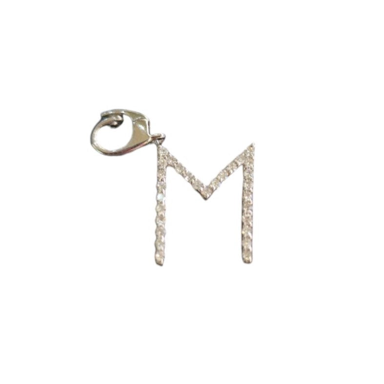 9ct White Gold Diamond Letter M