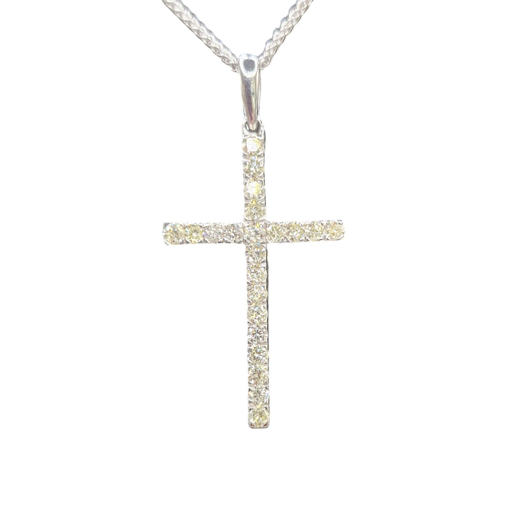 9ct White Gold Diamond Set Cross