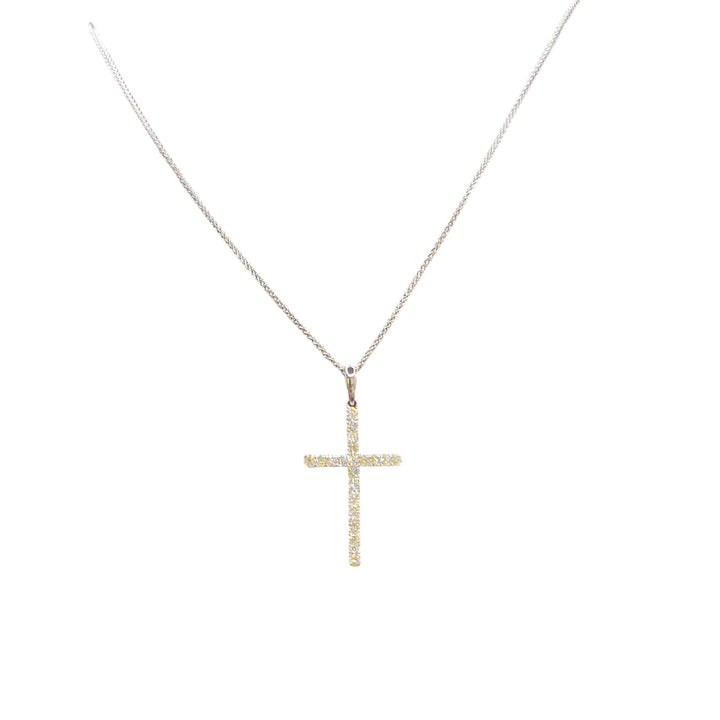 9ct White Gold Diamond Set Cross