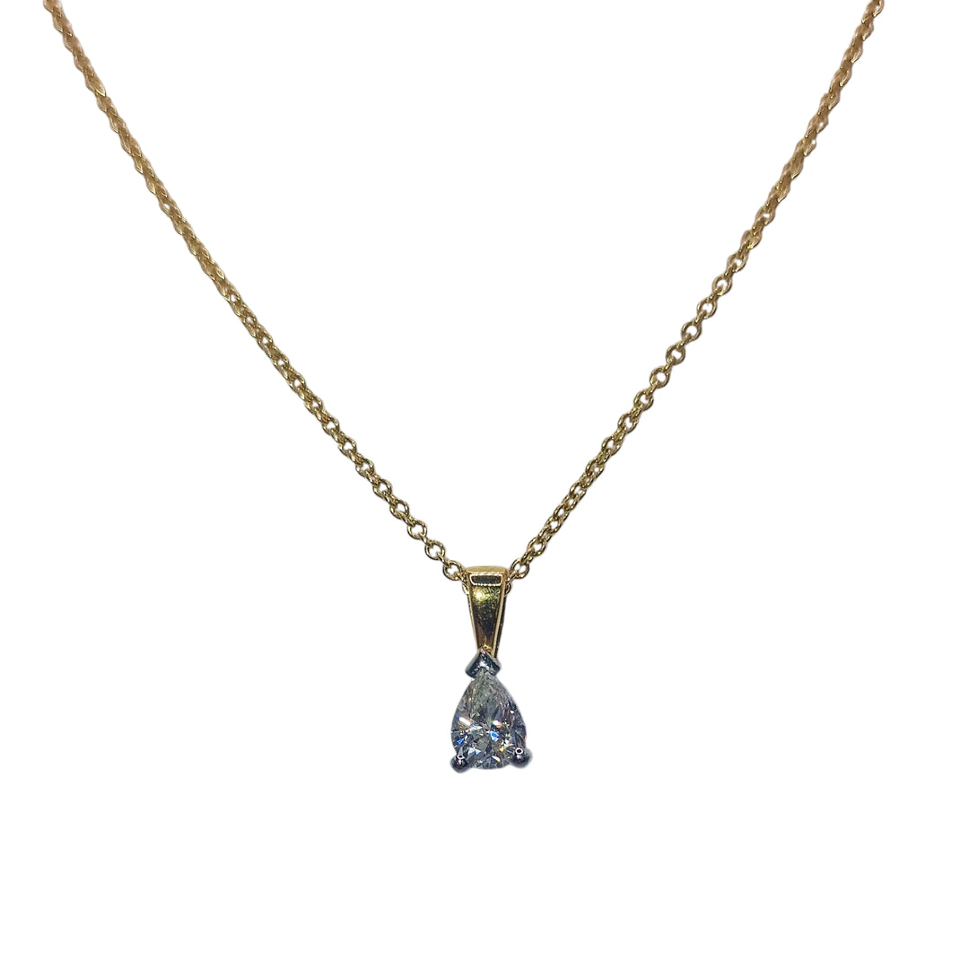 18ct Yellow Gold Pear Shaped Diamond Pendant