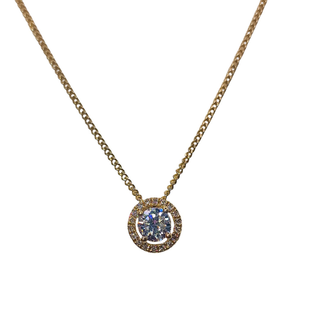 18ct Yellow Gold Diamond Halo Pendant