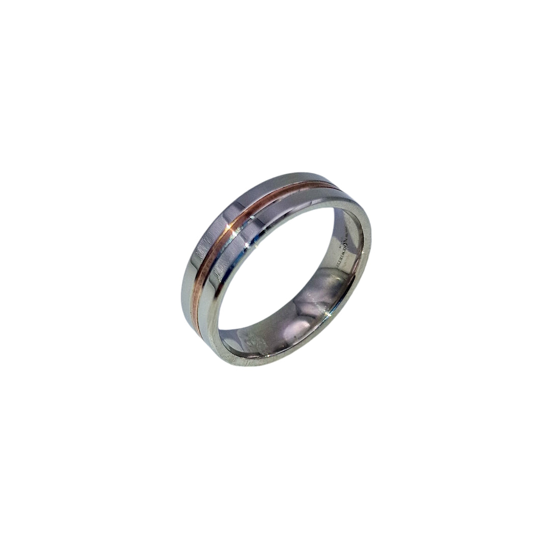 Palladium and Rose Gold 6mm Wedding Ring