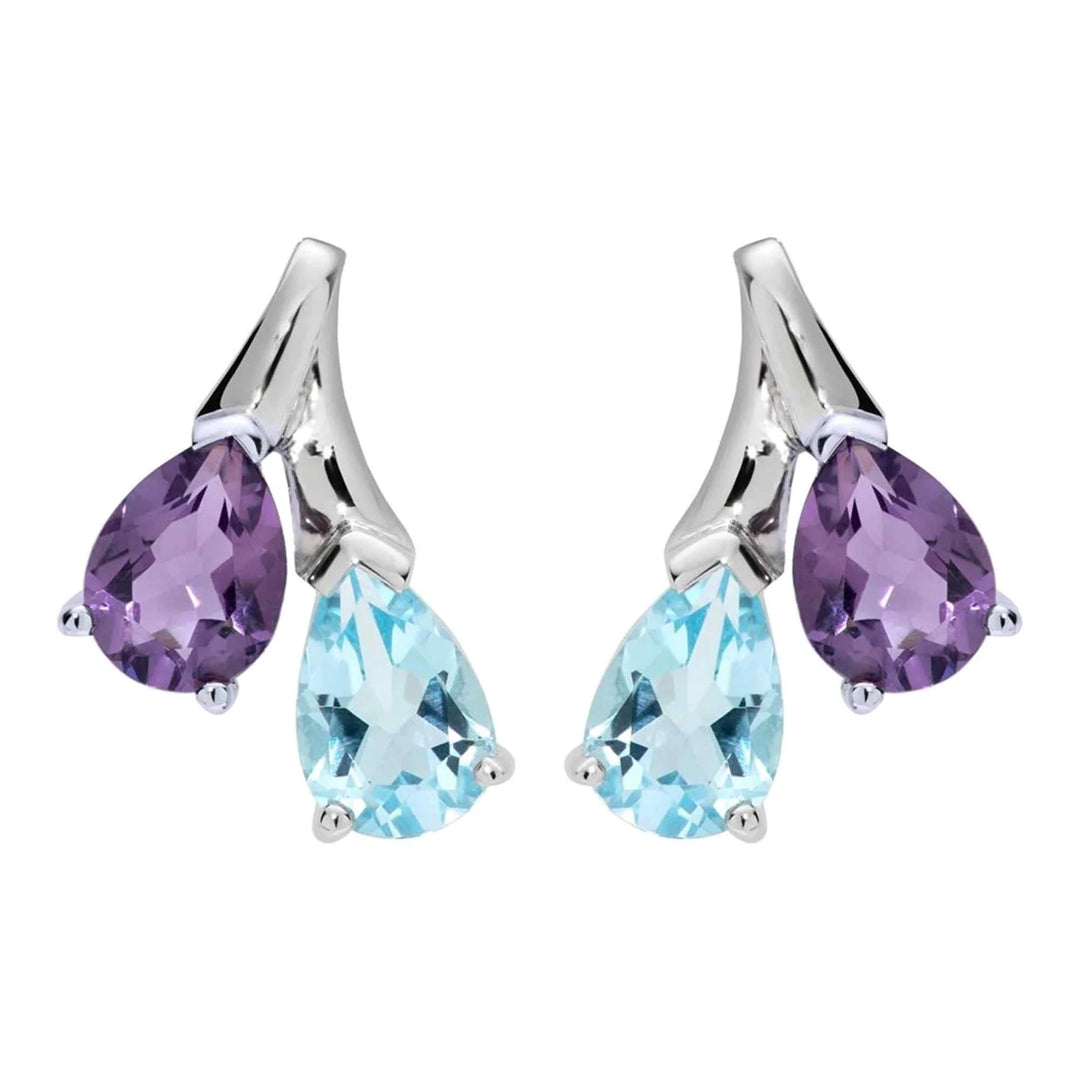 Blue Topaz and Amethyst Earrings