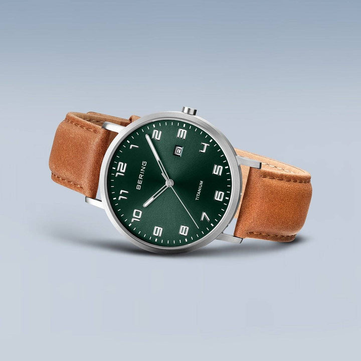 Bering Mens Leather Strap Watch
