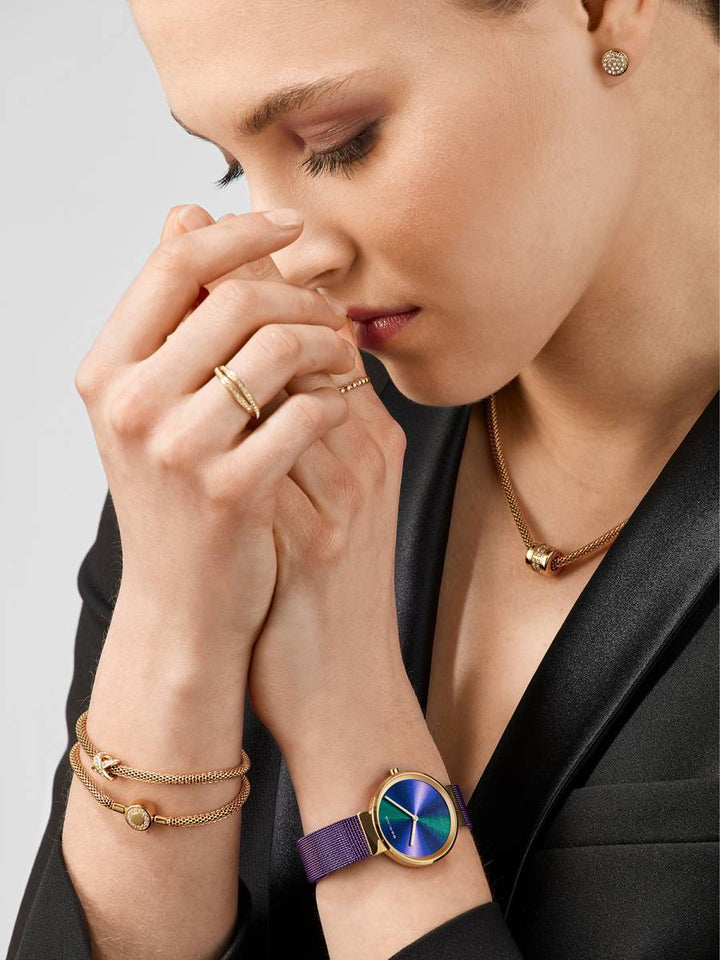Bering Gold Plated Purple Strap Watch