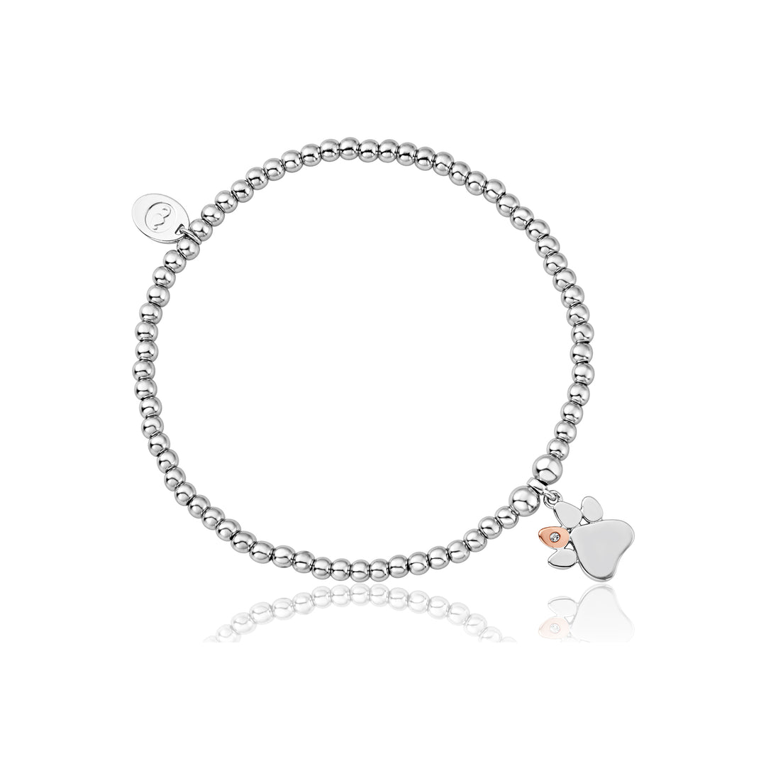 Clogau Silver Paw Print Affinity Bead Bracelet