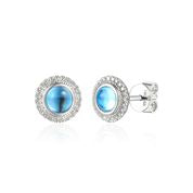 9ct White Gold Blue Topaz and Diamond Stud Earrings