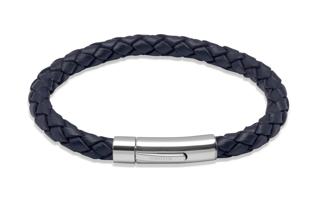 Dark Grey Leather Bracelet 21cm