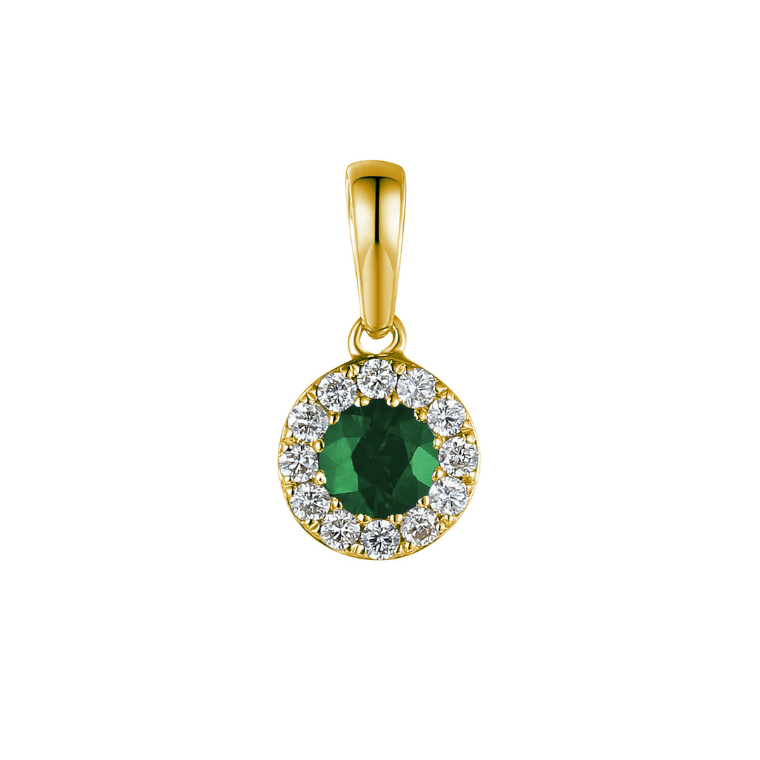 MAY - 9ct Yellow Gold Emerald and Diamond Cluster Pendant Only