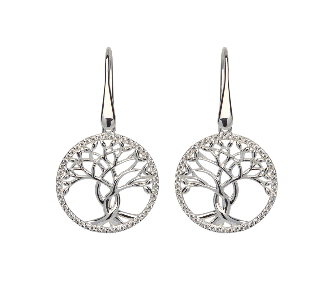 Sterling Silver Tree Of Life Drop Earrings