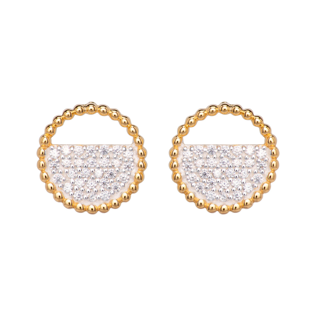 Yellow Gold Plated CZ Stud Earrings