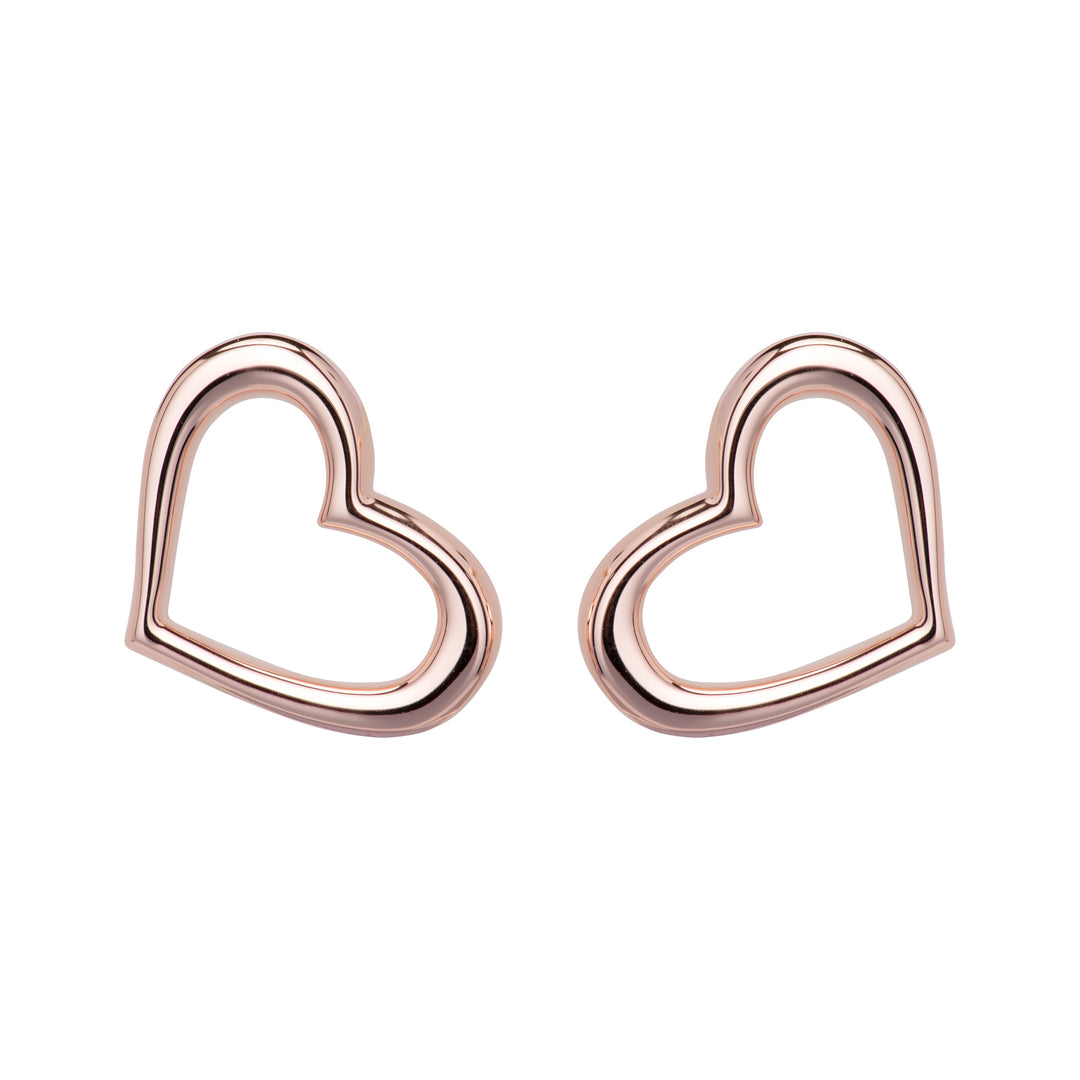 Rose Gold Plated Open Heart Studs Earrings
