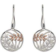 Unique Open Leaf Circle Drop Earrings