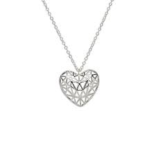 Unique Silver Open Lattice Heart Pendant