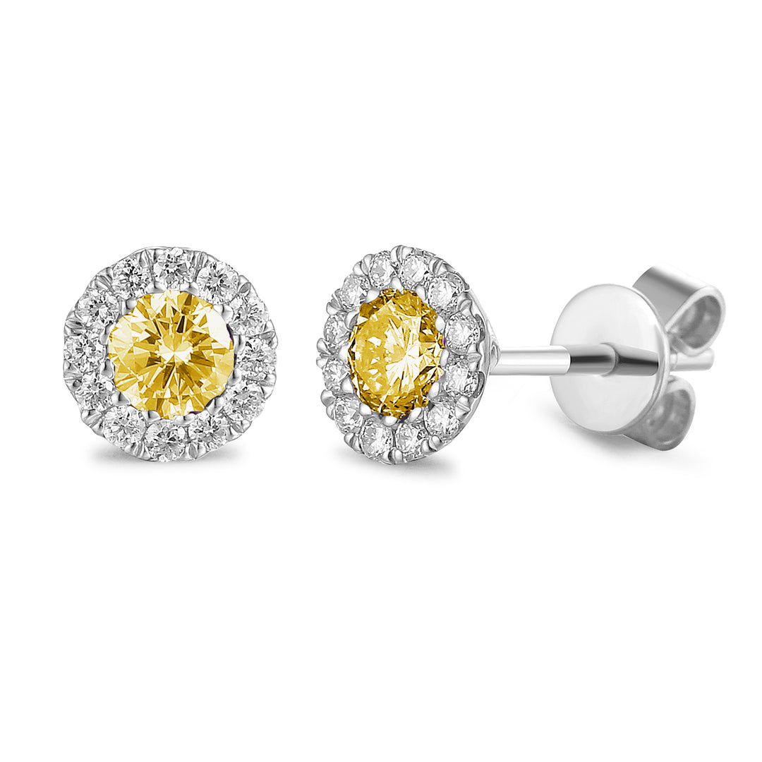 NOVEMBER - 9ct Yellow Gold Citrine and Diamond Cluster Stud Earrings