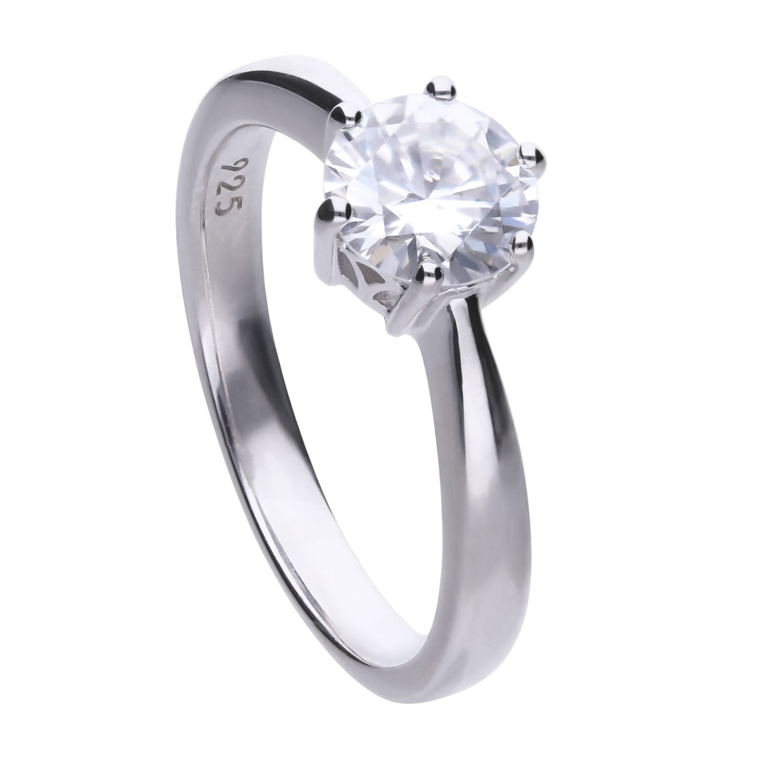 Diamonfire Sterling Silver 1.5ct CZ Single Stone Ring