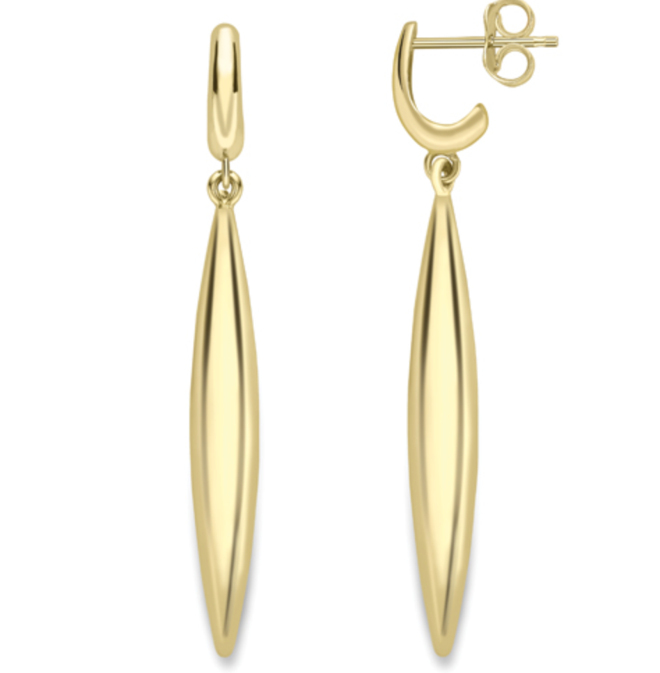 9ct Yellow Gold Plain Gold Drop Earrings