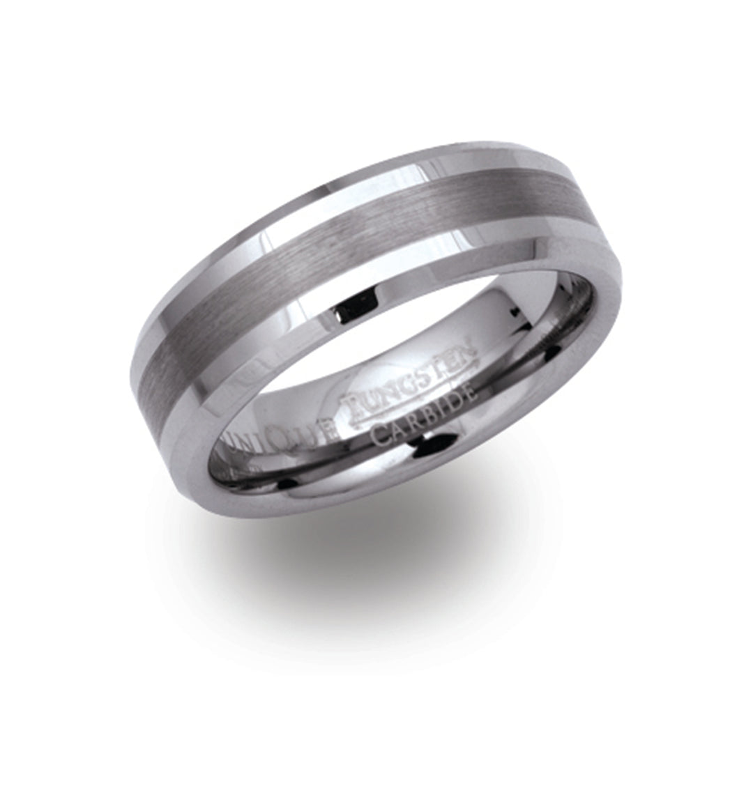 Satinised and Polished Tungsten Ring