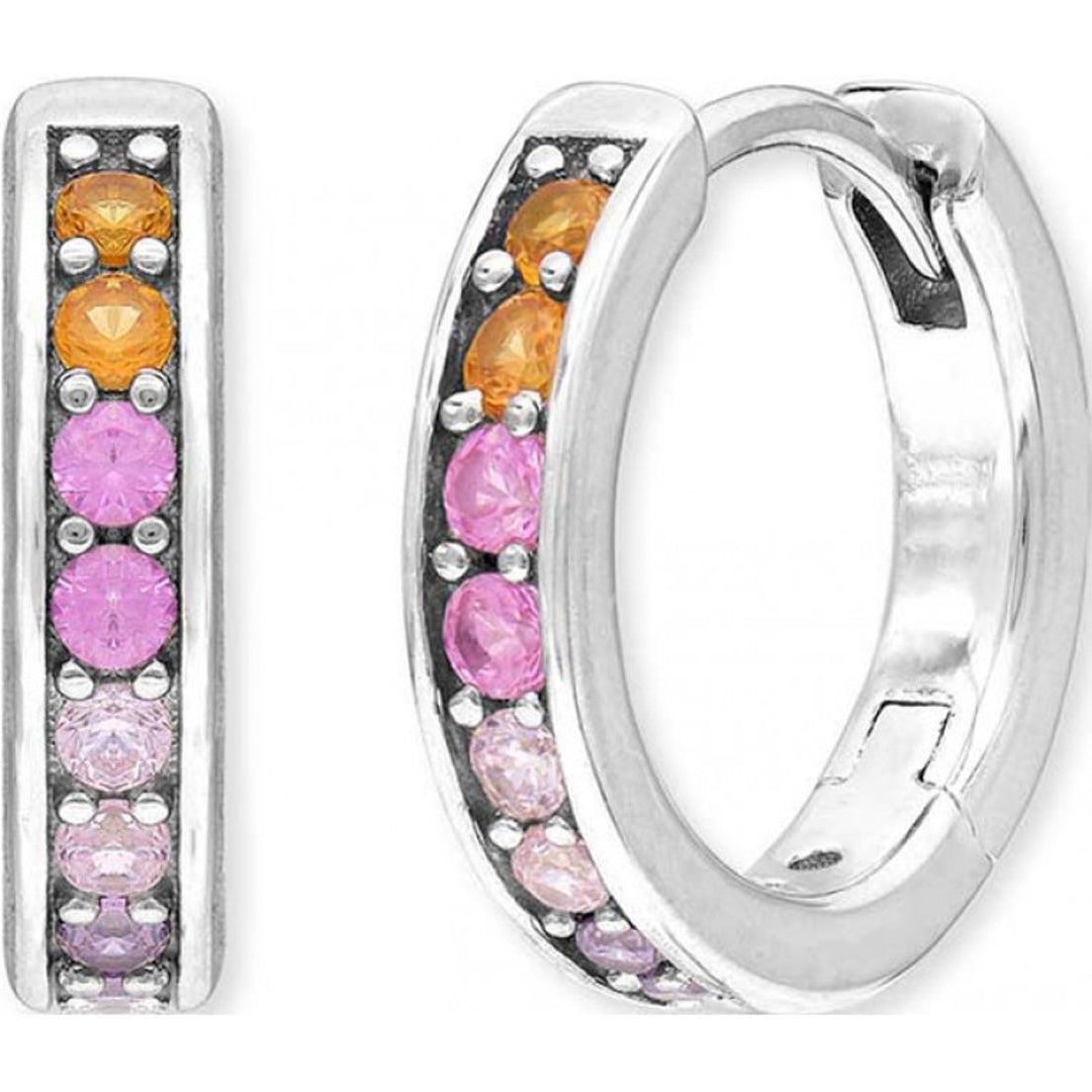 ANGEL WHISPERER FROM ENGELSRUFER "Warm Cinnamon" SILVER and CZ HOOP EARRINGS
