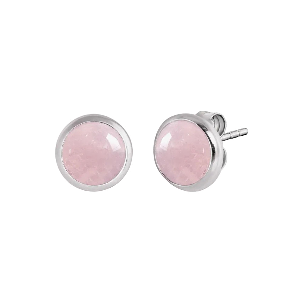 Angel Whisperer from Engelsrufer Women's Powerful Stone Silver Rose Quartz Stud Earrings