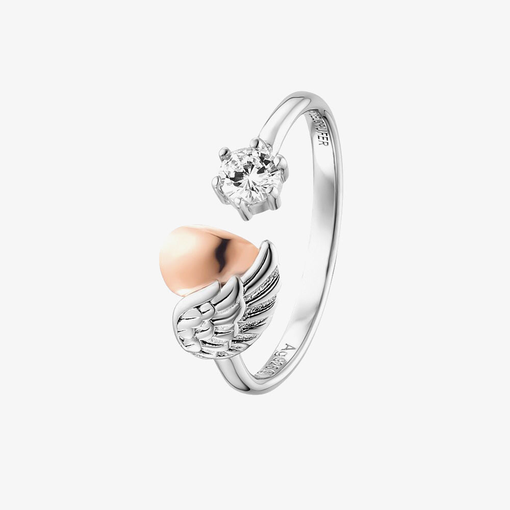 Angel Whisperer from Engelsrufer Heartwing Bicolour Cubic Zirconia Open Ring