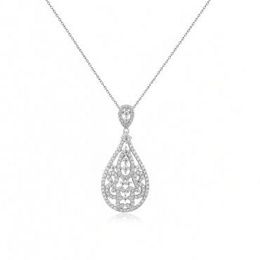 Real Effect Sterling Silver stone set Drop Pendant