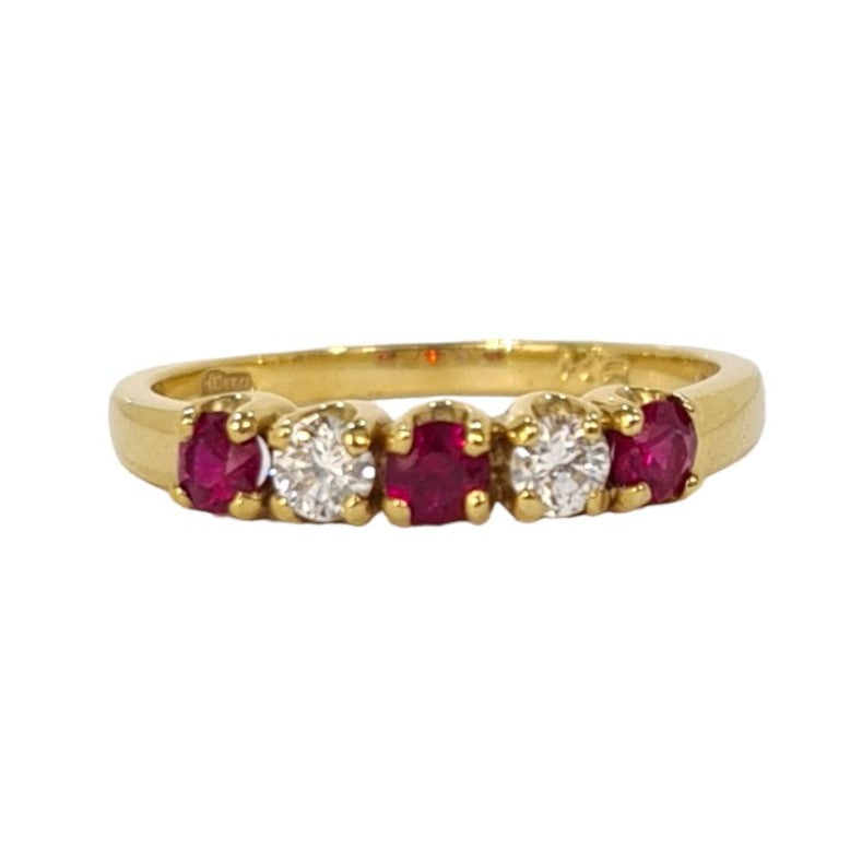 18ct Yellow Gold Ruby and Diamond 5 Stone Ring