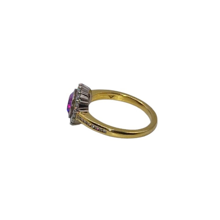 18ct Yellow Gold Purple Sapphire and Diamond Ring