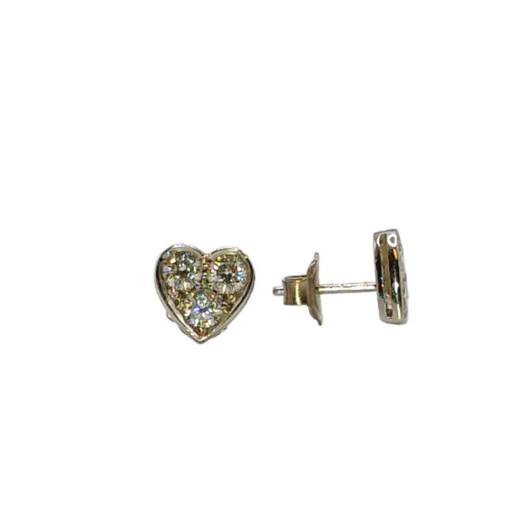 18ct White Gold Diamond Heart Earrings
