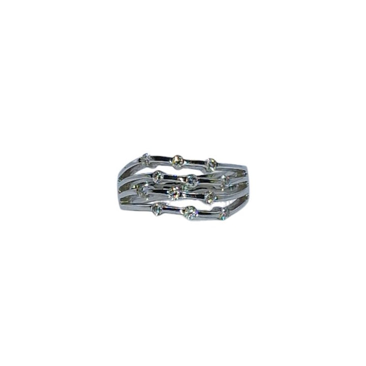 18ct White Gold Four Row Diamond Ring