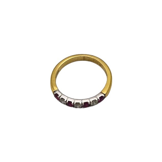 18ct Yellow Gold Ruby and Diamond 7 Stone Ring
