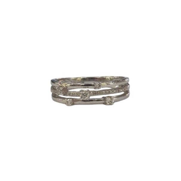 18ct White Gold 3 row Diamond Ring