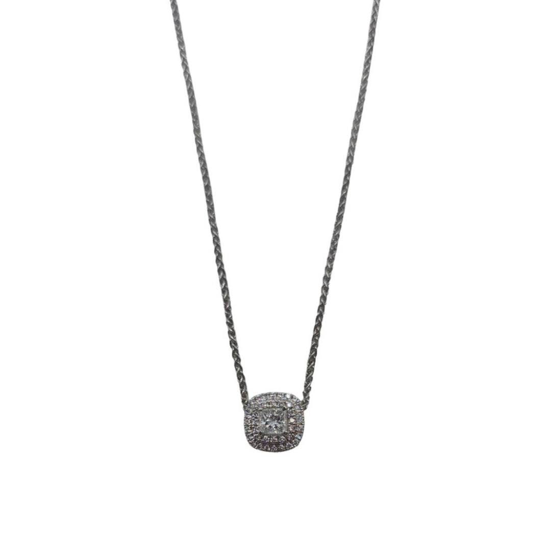 Platinum Diamond Cluster Pendant and Chain