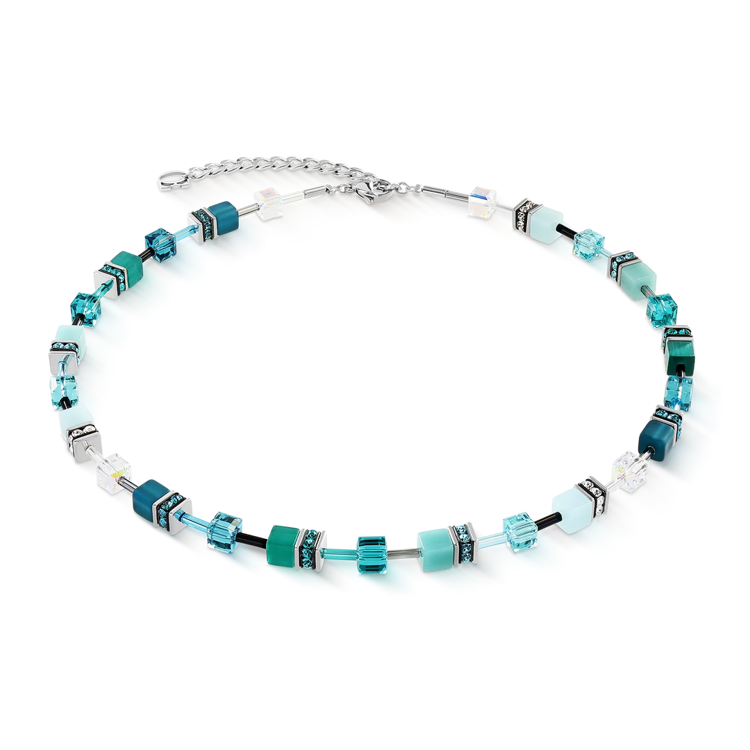 Coeur De Lion GeoCUBE® Iconic necklace Teal silver