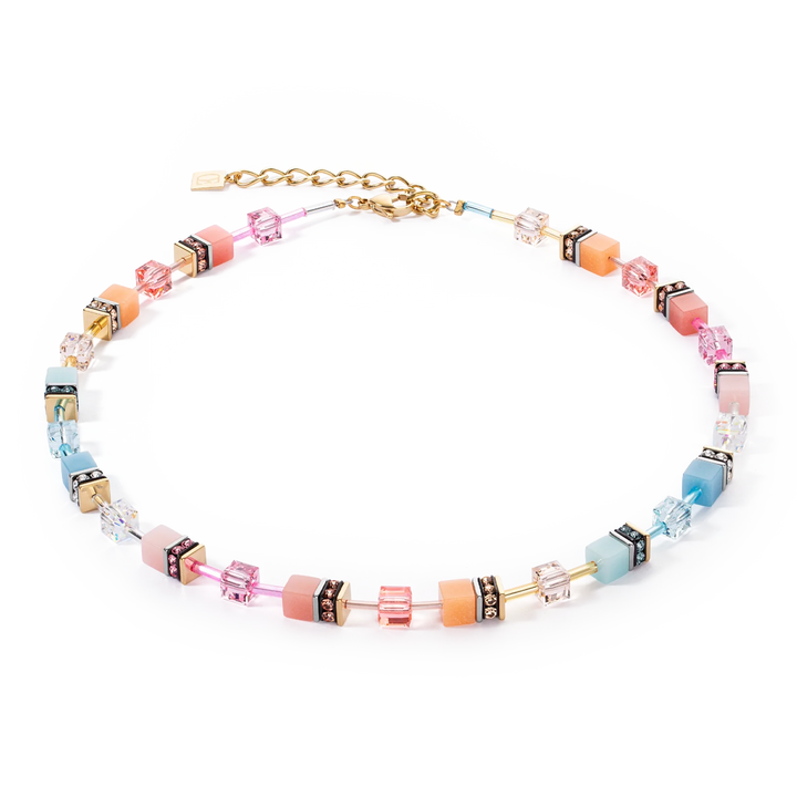 Coeur De Lion GeoCUBE Iconic Necklace Aqua-Apricot