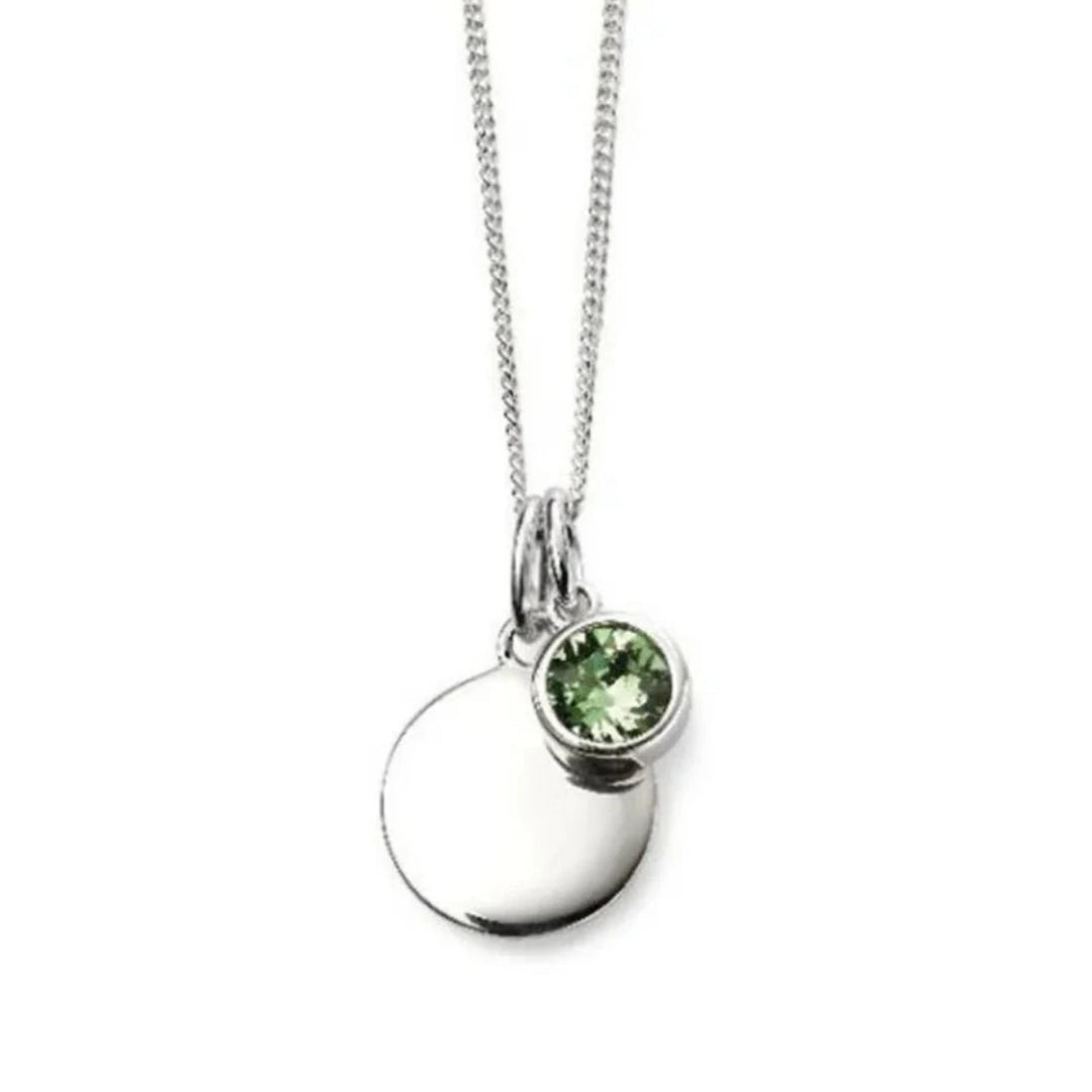 Silver August Birthstone Pendant and Chain