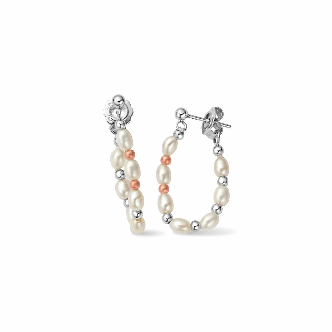 Clogau Nature's Wonder Sterling Silver Beachcomber Hoop Earrings with Pearls