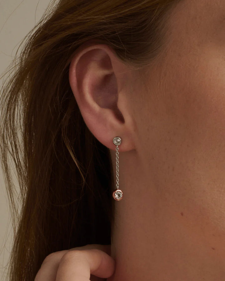 Clogau Celebration Sterling Silver Drop Chain Earrings with Topaz