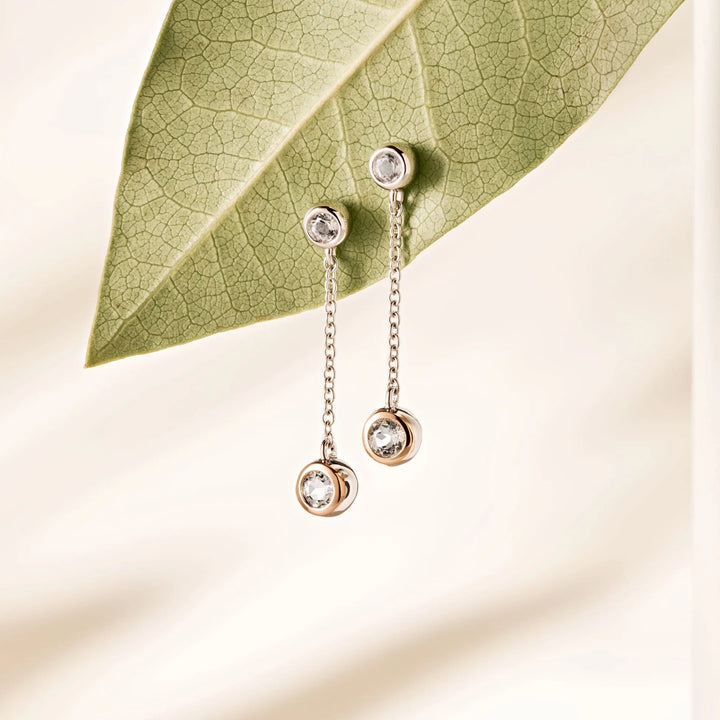 Clogau Celebration Sterling Silver Drop Chain Earrings with Topaz