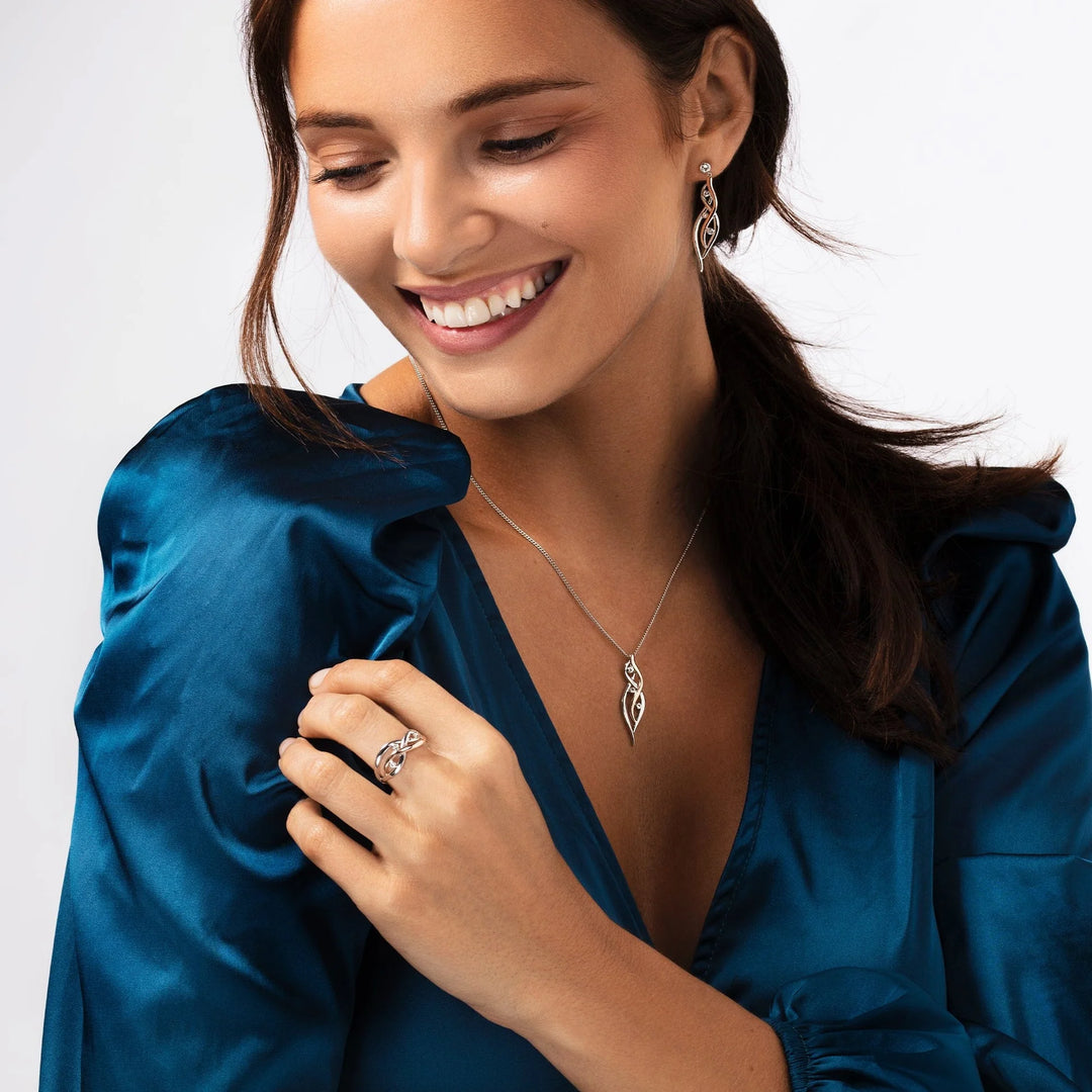Clogau Nature's Wonder Sterling Silver Waterfall Ring with Topaz