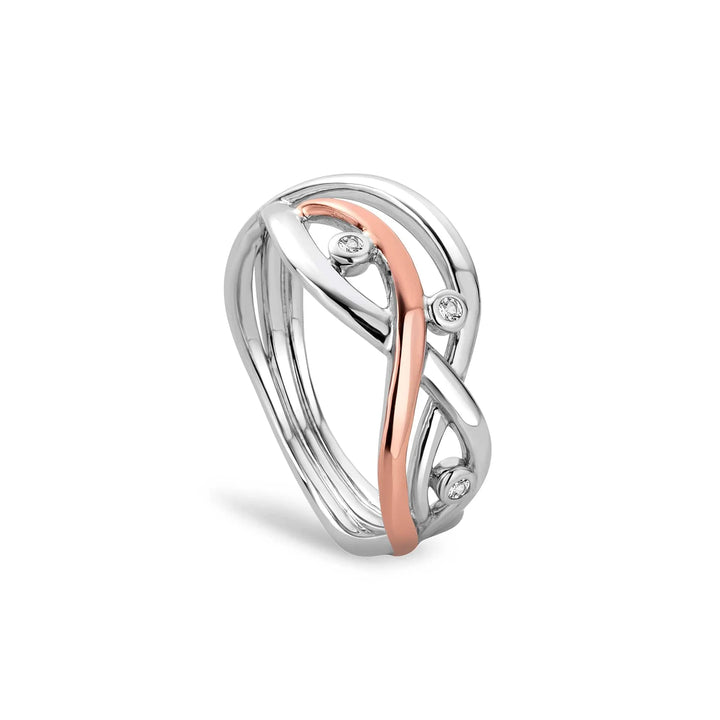 Clogau Nature's Wonder Sterling Silver Waterfall Ring with Topaz