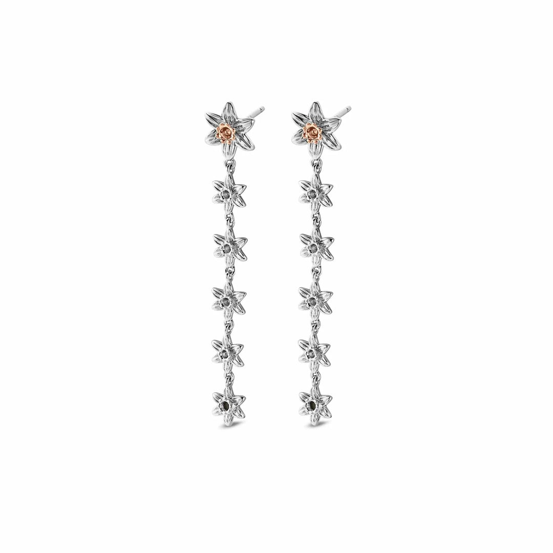 Clogau Nature's Wonder Sterling Silver Daffodil Drop-Hoop Earrings