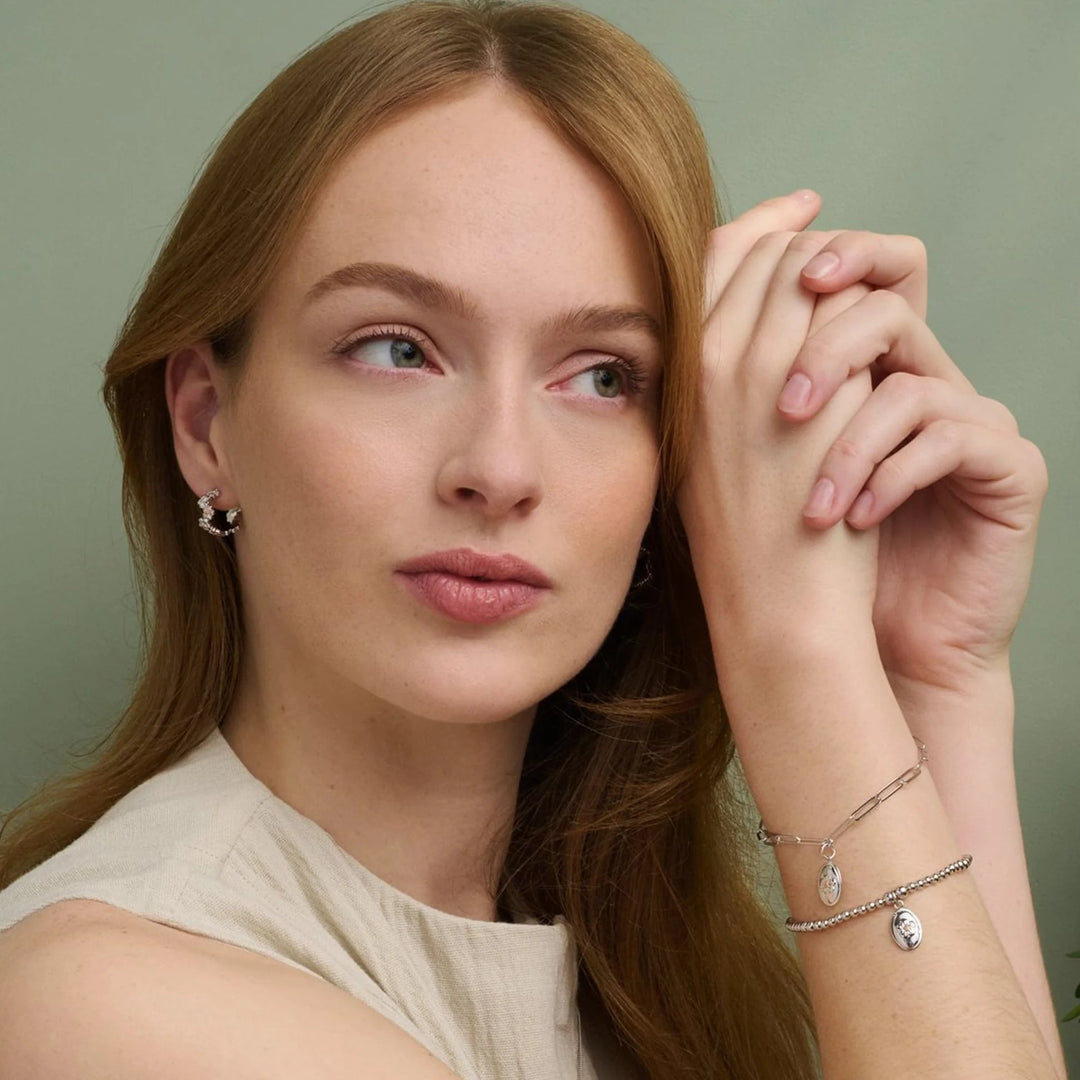 Clogau Nature's Wonder Sterling Silver Forget-Me-Not Huggie Hoop Earrings